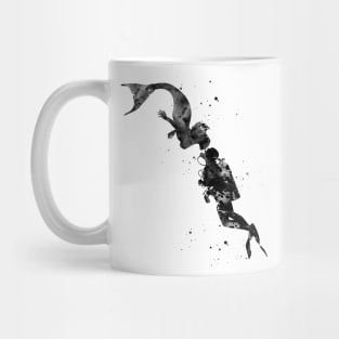 Mermaid kissing a sea diver Mug